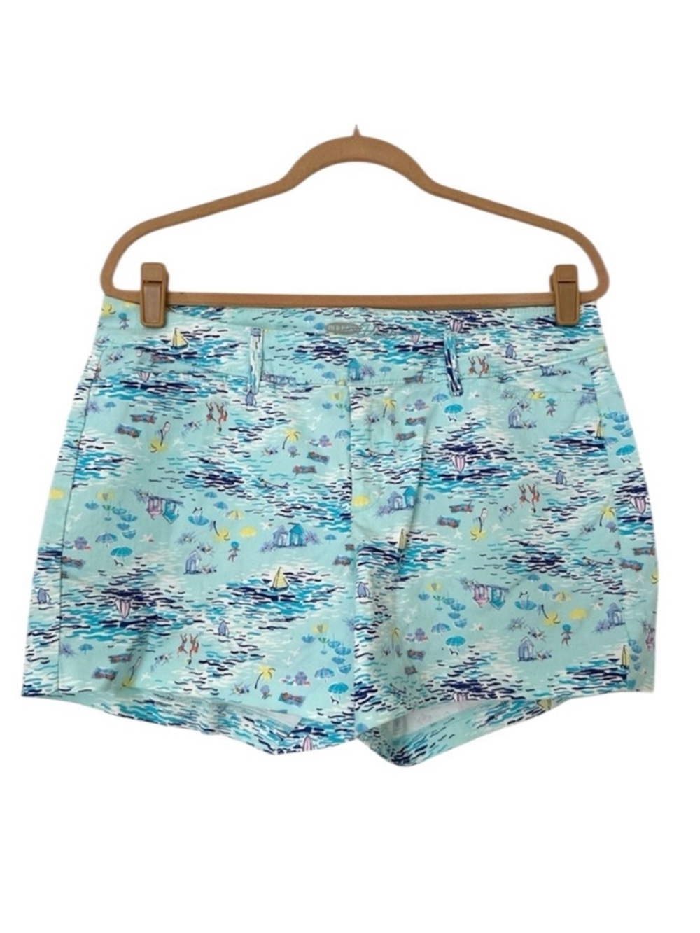 Old Navy Pixie Shorts In Seaside Beach Print Womens 10 Blue